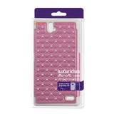 REIKO ZTE GRAND X MAX HYBRID HEAVY DUTY JEWELRY DIAMOND CASE IN WHITE PINK