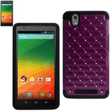 REIKO ZTE ZMAX HYBRID HEAVY DUTY JEWELRY DIAMOND CASE IN BLACK PURPLE