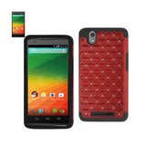 REIKO ZTE ZMAX HYBRID HEAVY DUTY JEWELRY DIAMOND CASE IN BLACK RED