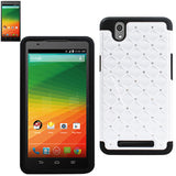 REIKO ZTE ZMAX HYBRID HEAVY DUTY JEWELRY DIAMOND CASE IN BLACK WHITE
