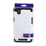 REIKO ZTE ZMAX HYBRID HEAVY DUTY JEWELRY DIAMOND CASE IN BLACK WHITE