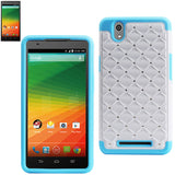 REIKO ZTE ZMAX HYBRID HEAVY DUTY JEWELRY DIAMOND CASE IN BLUE WHITE