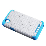 REIKO ZTE ZMAX HYBRID HEAVY DUTY JEWELRY DIAMOND CASE IN BLUE WHITE