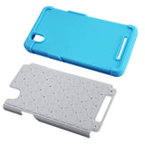 REIKO ZTE ZMAX HYBRID HEAVY DUTY JEWELRY DIAMOND CASE IN BLUE WHITE