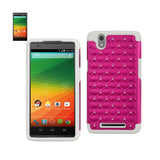 REIKO ZTE ZMAX HYBRID HEAVY DUTY JEWELRY DIAMOND CASE IN WHITE HOT PINK