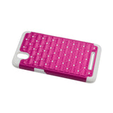 REIKO ZTE ZMAX HYBRID HEAVY DUTY JEWELRY DIAMOND CASE IN WHITE HOT PINK