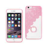 REIKO IPHONE 6 PLUS/ 6S PLUS SEXY LACE TPU CASE WITH ROTATING RING STAND HOLDER IN PINK