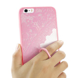 REIKO IPHONE 6 PLUS/ 6S PLUS SEXY LACE TPU CASE WITH ROTATING RING STAND HOLDER IN PINK