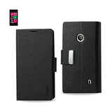 REIKO NOKIA LUMIA 521 FLIP FOLIO CARD HOLDER CASE IN BLACK