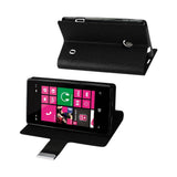 REIKO NOKIA LUMIA 521 FLIP FOLIO CARD HOLDER CASE IN BLACK