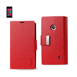 REIKO NOKIA LUMIA 521 FLIP FOLIO CARD HOLDER CASE IN RED