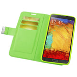 REIKO SAMSUNG GALAXY NOTE 3 FLIP FOLIO CARD HOLDER CASE IN GREEN