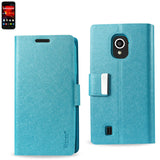 REIKO ZTE SOURCE FLIP FOLIO CARD HOLDER CASE IN BLUE