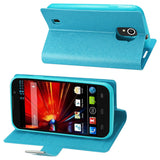 REIKO ZTE SOURCE FLIP FOLIO CARD HOLDER CASE IN BLUE