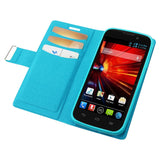 REIKO ZTE SOURCE FLIP FOLIO CARD HOLDER CASE IN BLUE
