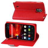 REIKO ZTE SOURCE FLIP FOLIO CARD HOLDER CASE IN RED