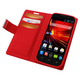 REIKO ZTE SOURCE FLIP FOLIO CARD HOLDER CASE IN RED
