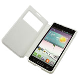REIKO LG OPTIMUS F3 SMART WINDOW FLIP CASE IN WHITE
