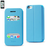 REIKO IPHONE 5C WINDOW FLIP FOLIO CASE IN BLUE