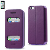 REIKO IPHONE 5C WINDOW FLIP FOLIO CASE IN PURPLE