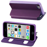 REIKO IPHONE 5C WINDOW FLIP FOLIO CASE IN PURPLE