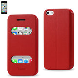REIKO IPHONE 5C WINDOW FLIP FOLIO CASE IN RED