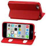 REIKO IPHONE 5C WINDOW FLIP FOLIO CASE IN RED
