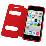 REIKO IPHONE 5C WINDOW FLIP FOLIO CASE IN RED