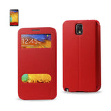 REIKO SAMSUNG GALAXY NOTE 3 WINDOW FLIP FOLIO CASE IN RED