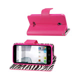 REIKO ALCATEL DAWN/ STREAK WALLET CASE WITH INNER ZEBRA PRINT IN HOT PINK