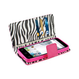 REIKO ALCATEL DAWN/ STREAK WALLET CASE WITH INNER ZEBRA PRINT IN HOT PINK