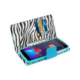 REIKO ALCATEL IDOL 4 WALLET CASE WITH INNER ZEBRA PRINT IN BLUE
