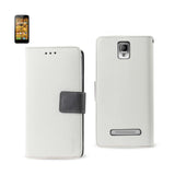 REIKO ALCATEL ONE TOUCH POP MEGA 3-IN-1 WALLET CASE IN WHITE