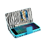 REIKO ALCATEL TRU WALLET CASE WITH INNER ZEBRA PRINT IN BLUE