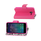 REIKO ALCATEL TRU WALLET CASE WITH INNER ZEBRA PRINT IN HOT PINK