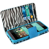 REIKO HTC DESIRE 520 WALLET CASE WITH INNER ZEBRA PRINT IN BLUE