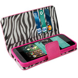 REIKO HTC DESIRE 520 WALLET CASE WITH INNER ZEBRA PRINT IN HOT PINK