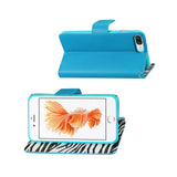 REIKO IPHONE 7 PLUS WALLET CASE WITH INNER ZEBRA PRINT IN BLUE