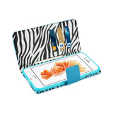 REIKO IPHONE 7 PLUS WALLET CASE WITH INNER ZEBRA PRINT IN BLUE