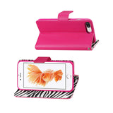 REIKO IPHONE 7 PLUS WALLET CASE WITH INNER ZEBRA PRINT IN HOT PINK