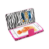 REIKO IPHONE 7 PLUS WALLET CASE WITH INNER ZEBRA PRINT IN HOT PINK