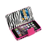REIKO IPHONE 7 WALLET CASE WITH INNER ZEBRA PRINT IN HOT PINK