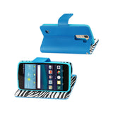 REIKO LG ESCAPE 3 WALLET CASE WITH INNER ZEBRA PRINT IN BLUE