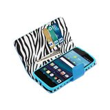 REIKO LG ESCAPE 3 WALLET CASE WITH INNER ZEBRA PRINT IN BLUE