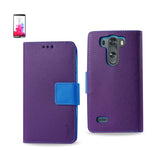 REIKO LG G3 MINI 3-IN-1 WALLET CASE IN PURPLE