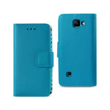 REIKO LG K3 WALLET CASE WITH INNER ZEBRA PRINT IN BLUE