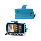 REIKO LG K3 WALLET CASE WITH INNER ZEBRA PRINT IN BLUE