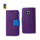 REIKO MOTOROLA MOTO E 3-IN-1 WALLET CASE IN PURPLE