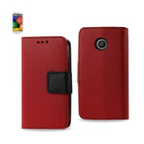 REIKO MOTOROLA MOTO E 3-IN-1 WALLET CASE IN RED