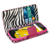 REIKO MOTOROLA MOTO E (2015) 3-IN-1 INTERIOR ZEBRA PATTERN WALLET CASE IN HOT PINK